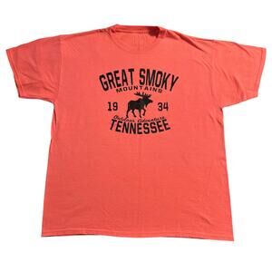 Great Smoky Mountains Unisex T Shirt Top Souvenir Short Sleeve Orange Black XL